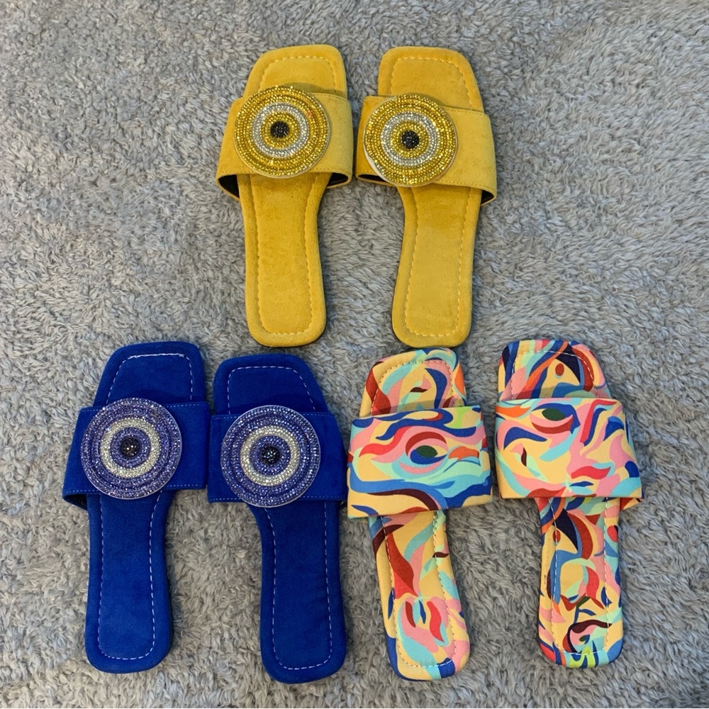 Girls Colorful Slide Sandals Set